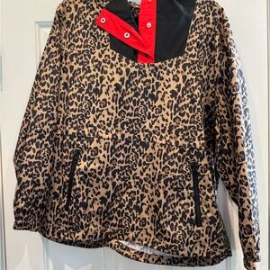 J. Crew Red and Black Leopard Print Jacket